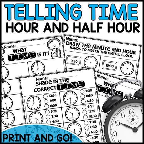 Telling Time To Half Hour Worksheets