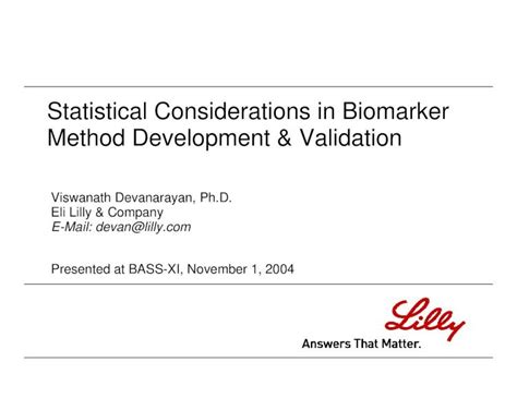 Pdf Statistical Considerations In Biomarker Method Development