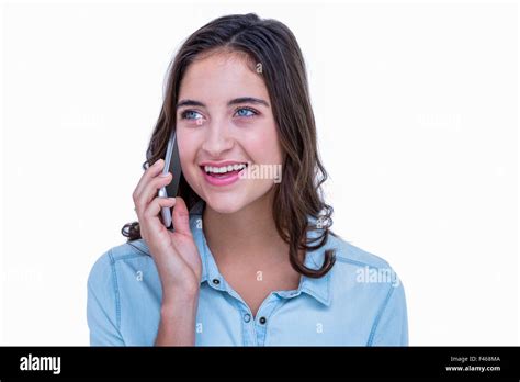 Pretty Brunette Having A Phone Call Stock Photo Alamy