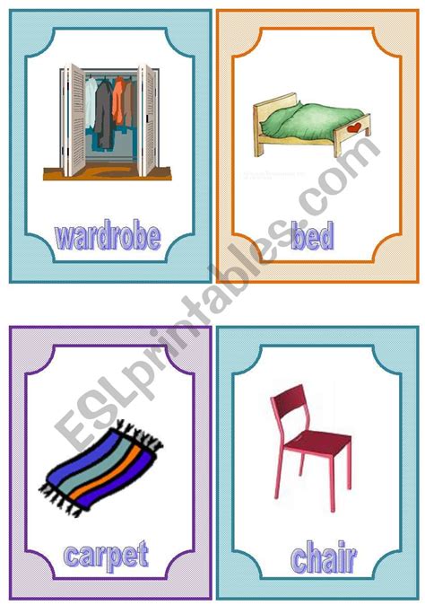 Flashcards Furniture And Household Appliances Esl Worksheet By