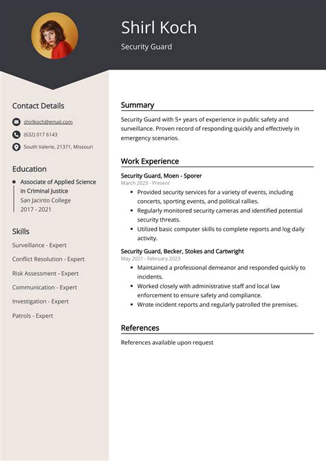 Security Guard Cv Examples Template And 20 Tips