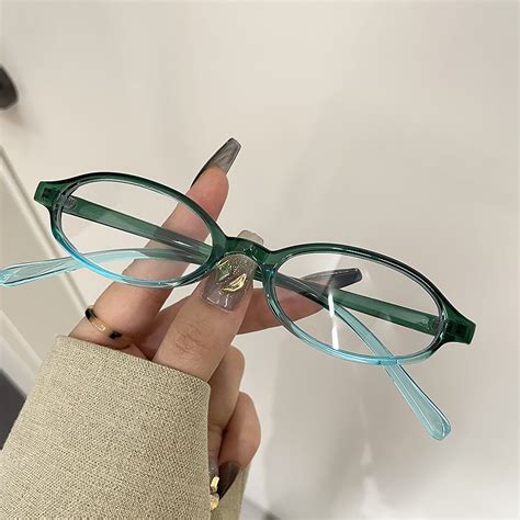 Yo Y2k Spice Girls Retro Small Frame Oval Gradient Color Optical Japan Korea Narrow Frame