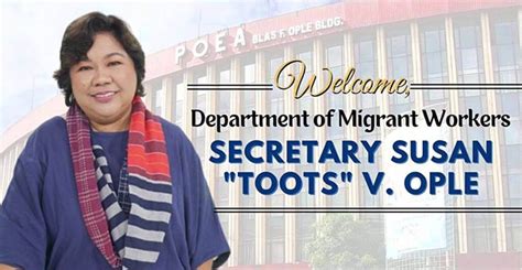 Department Of Migrant Workers Welcomes Newly Appointed Secretary Susan