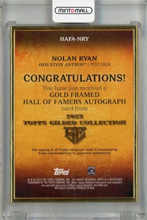 Mint Topps Gilded Collection Nolan Ryan Gold Framed