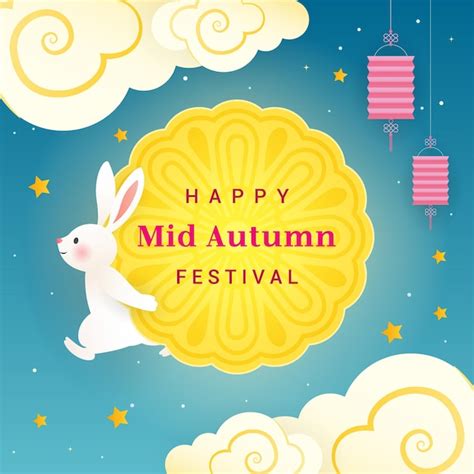 Premium Vector Happy Mid Autumn Festival Greeting Card Vector Design