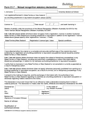 Fillable Online Mutual Recognition Statutory Declaration Fax Email