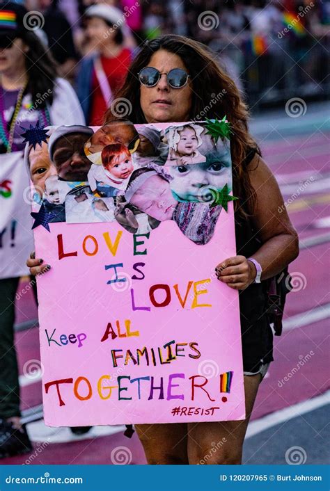 Gay Pride Parade In San Francisco Marcher Holds Sign Saying Keep All