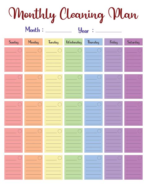 Printable Daily Weekly Monthly Cleaning Schedule Template Printable Templates Free