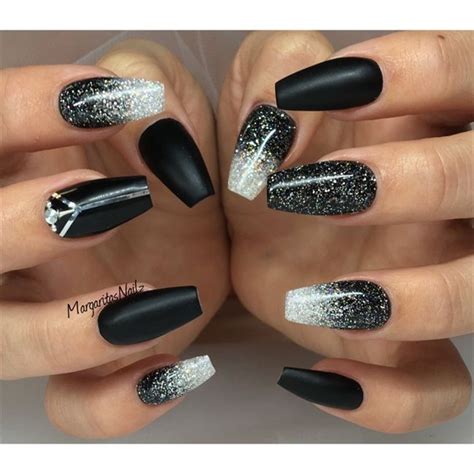 Black Matte And Glitter Ombré Nails By Margaritasnailz From Nail Art