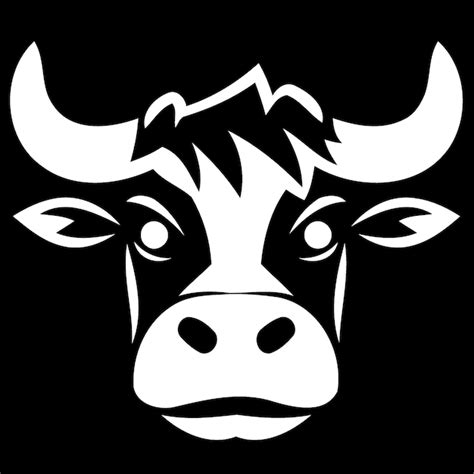 Logotipo De Cabeza De Vaca En Blanco Y Negro Vector Premium