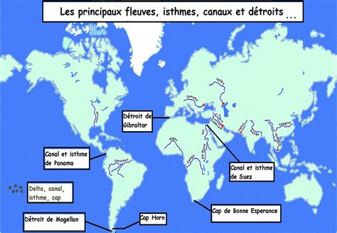 Principaux Fleuves Isthmes Canaux Et Detroits Exploracours