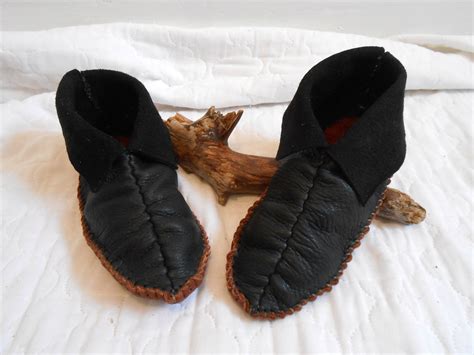 Center Seam Moccasins Black Leather Mocs Custom Handmade