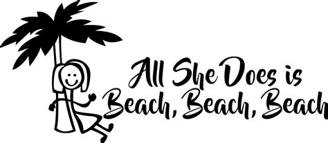 Palm Tree Stick Lady Figure Decal All She Does Is Beach Etsy