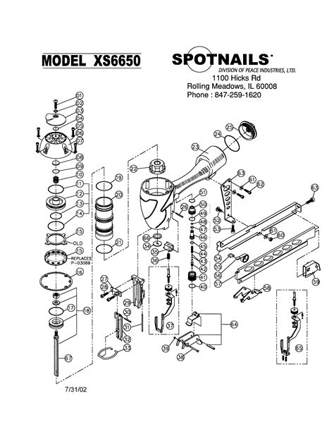 Spotnails Xs6650 16 Gauge Medium Crown Stapler | Model Schematic Parts Diagram — Toolbarn.com