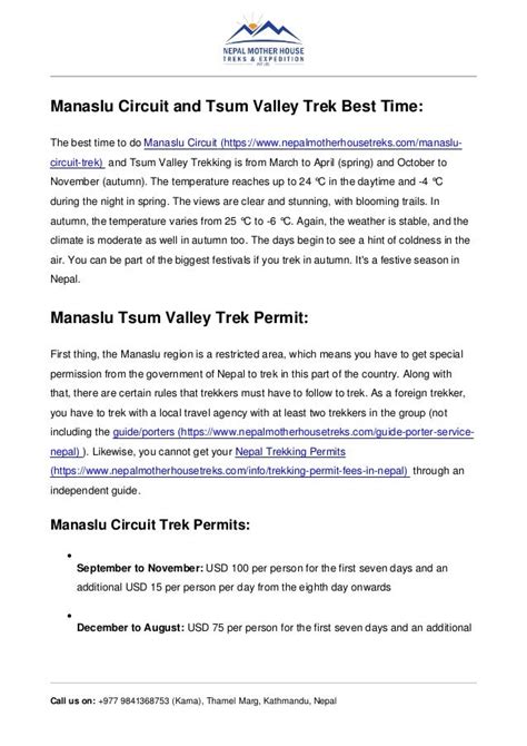 Manaslu Circuit And Tsum Valley Trek Pdf