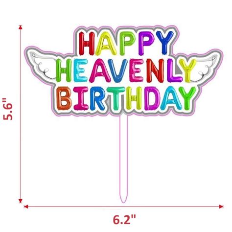 Colorful Happy Heavenly Birthday Angel Cake Topper 2 Pack