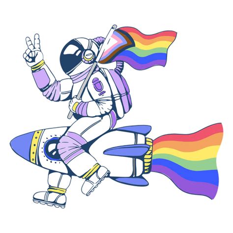 Diseño PNG Y SVG De Astronauta Y Cohete LGBTQ Para Camisetas