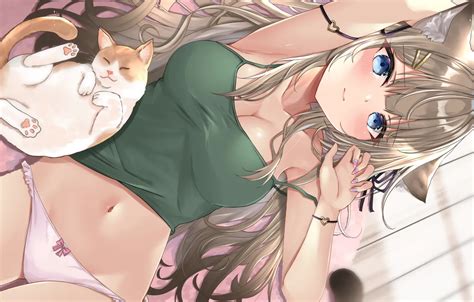 Обои girl sexy lingerie cleavage blouse panties long hair boobs на телефон и рабочий стол