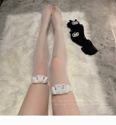 Saniroed My Melody Cinnamoroll Kuromi Plush Doll Y2K Hot Girls Sexy Knee Length Stockings Kawaii