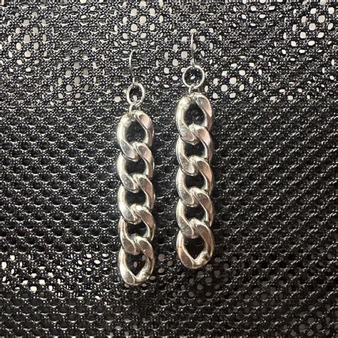 Silver Chain Link Earrings Heavy No Backings Not Depop