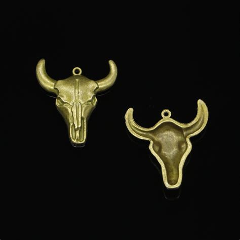 Aliexpress Buy 6pcs Bull Skull Charms Antique Bronze Plated Zinc