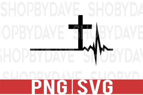 Cross Heartbeat Design File Svg Png Instant File Download For Commercial Business Use Etsy