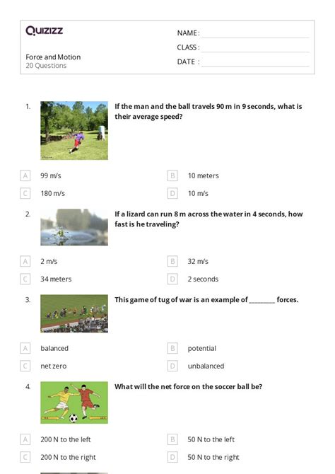 Forces And Newtons Laws Of Motion Worksheets For Th Class On