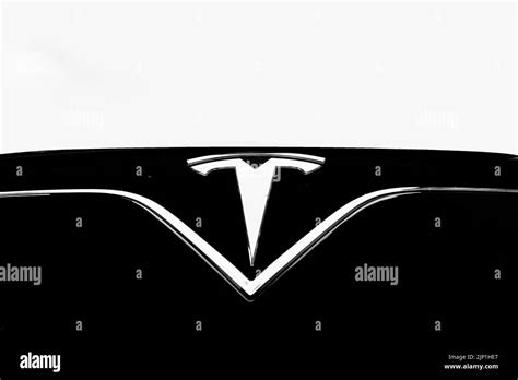 A Tesla Logo On A Model X Car Stock Photo Alamy