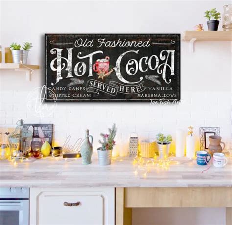 Old Fashioned Hot Cocoa Sign ToeFishArt