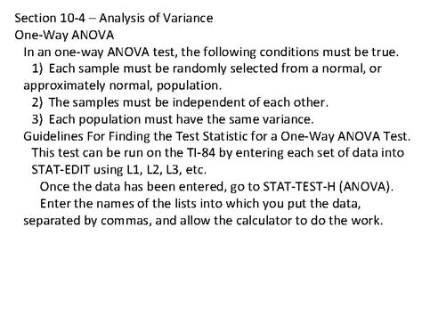 Section 10 4 Analysis Of Variance OneWay ANOVA