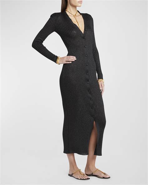 Tom Ford Lurex Ribbed Knit Long Cardigan Dress Neiman Marcus