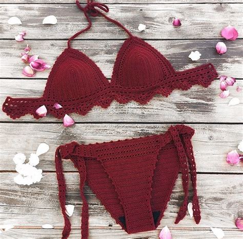 Handmade Boho Crochet Bikini Set Sexy Brazilian Cheeky Bikini Women Swimwear Hand Knit Bikini