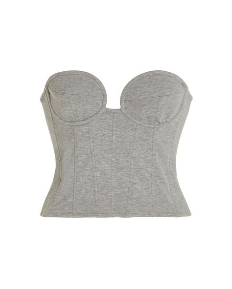 Magda Butrym Corseted Cotton Top In Gray Lyst