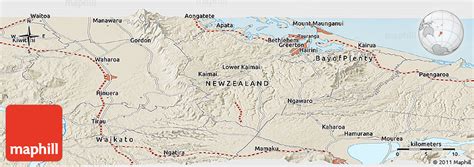 Shaded Relief Panoramic Map of Papamoa