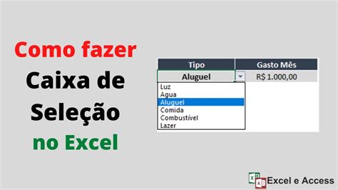 Como Fazer Caixa De Sele O No Excel Youtube