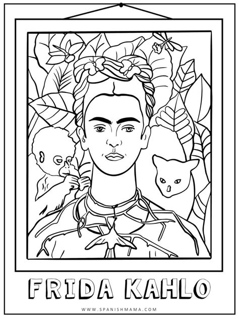 Free Printable Frida Kahlo Coloring Pages Frida Kahlo Art Famous Art