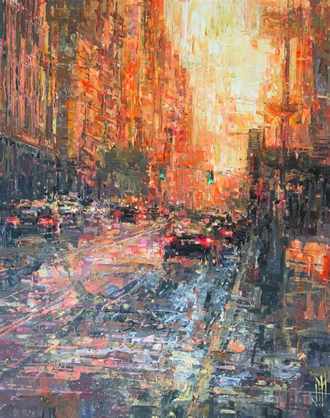 Painting I did of a Manhattan sunset. : r/nyc