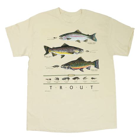 Trout And Flies Adult Natural T Shirt Liberty Graphics