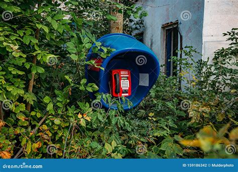 Old Abandoned Overgrown Phone Booth Stock Photo Image Of