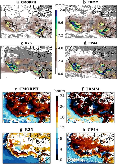 A D Amplitude Of The Harmonic Fit To The Diurnal Cycle Of Precipitation Download Scientific