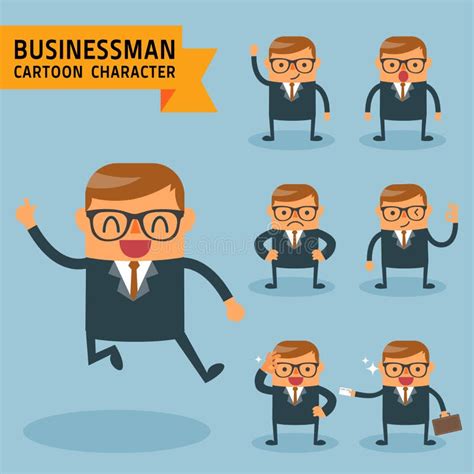 Set Of Businessman Characters Poses Stock Vector Illustration Of