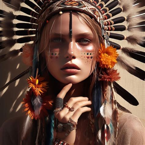 Premium Photo Mystical Young Native American Girl With Eagle Feather