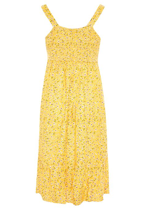 Vestido Amarillo De Flores Con Tirantes Yours Clothing