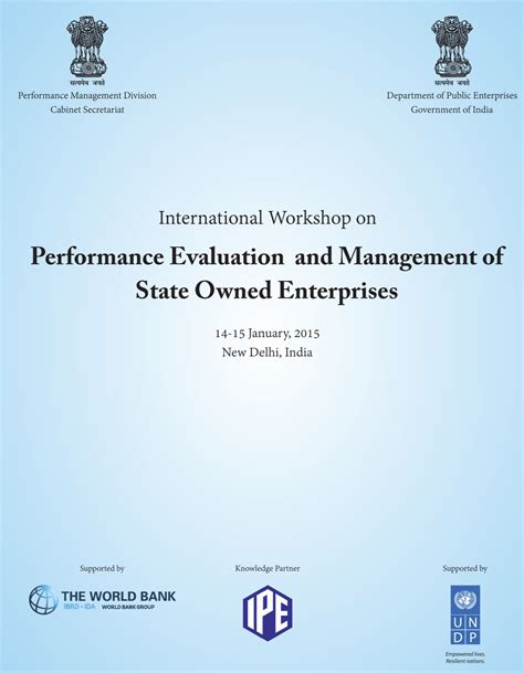 India International Workshop Performance Evaluation And Management Of