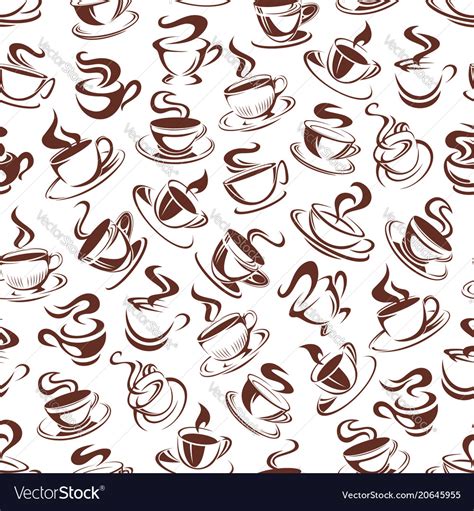 Coffee Cups Pattern Seamless Background Royalty Free Vector