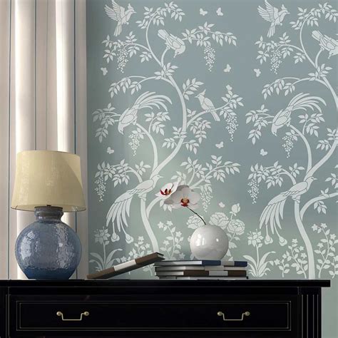 Buy Birds And Berries Chinoiserie Wall Mural Stencil Wall Painting