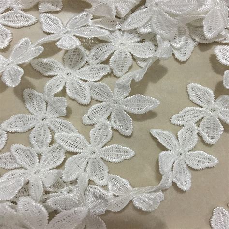 Hot Sale 15 Yards Lot Polyester White Lace Trim Embroidery Applique