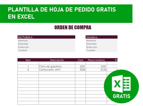 Plantilla De Hoja De Pedido Descarga En Excel Gratis