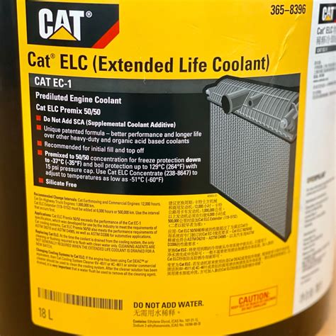 3658396d Cat Elc Extended Life Coolant Premixed 18l Filter Discounters