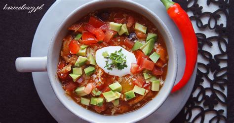 Meksyka Ska Zupa Z Kurczakiem I Makaronem Z Tortilli Chili Soup Food